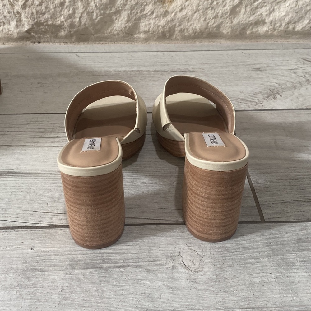 Nib Steve Madden Elda Bone Leather Block Heels - image 3